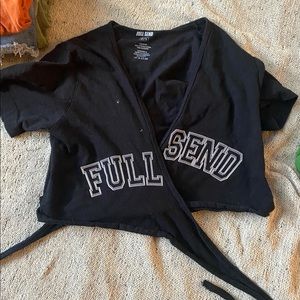 Nelk boys “full send” merch tie up crop top